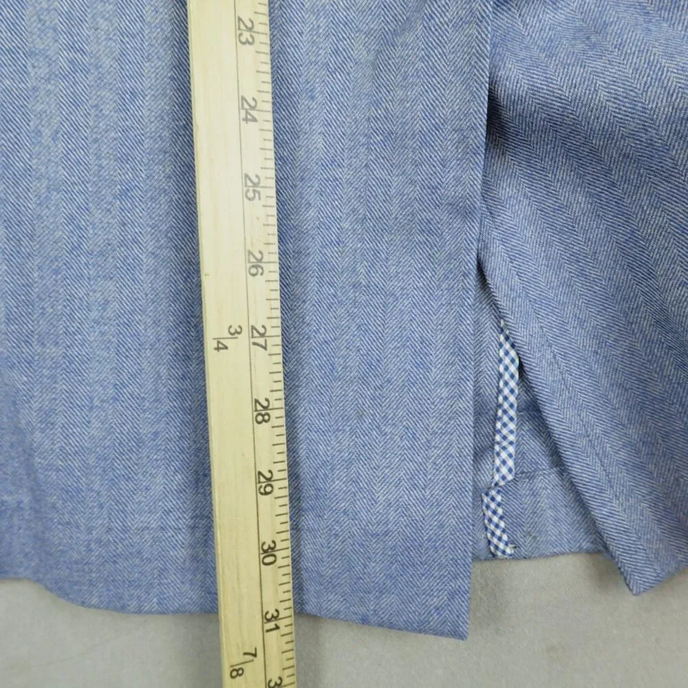 Peter Millar Blazer Wool Sport Coat XL Blue Herringbone 2 Button Unstructured